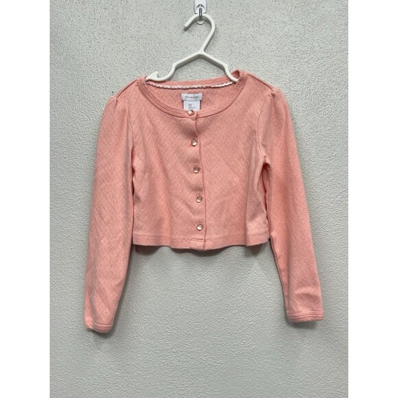 Tahari Pink Cropped Cardigan Size 5 Girls Church Formal Holiday Dressy - Picture 1 of 6